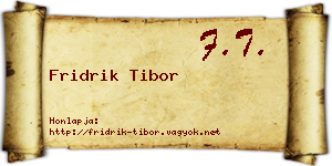 Fridrik Tibor névjegykártya